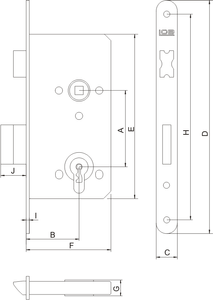 Zamek wpuszczany LOB Z75, inox
