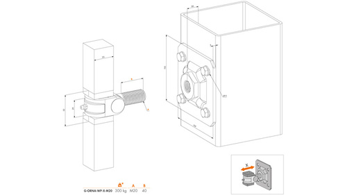 Zawias ozdobny z regulowaną płytą do przykręcenia Locinox G-ORNA-WP