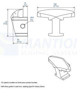 Prowadnik dolny MANTION 1015, żeliwo
