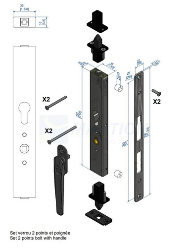 Zestaw 2-punktowego zamka ryglowego MANTION GH10430BO-01, do nieparzystej liczby paneli.