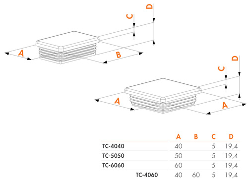 Zaślepka profilu prostokątnego Locinox TC