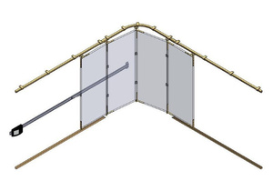 Łuk szyny nośnej 30° NIKO 71.C34, promień 400±10 mm, odcinki proste 900±20 mm, stal kwasoodporna AISI 316