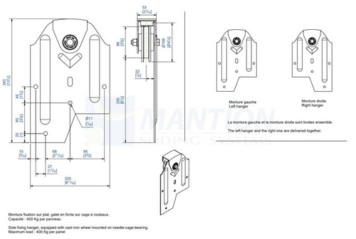 Wózek 2-kołowy MANTION 0400, koła żeliwne