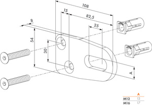 Przykręcany uchwyt Locinox BOLTON-P, aluminium