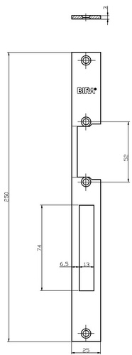 Blacha płaska, otwarta do elektrozaczepów BIRA OK-P5, ocynk