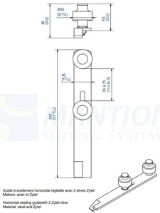 Podwójny regulowany prowadnik dolny do wbetonowania MANTION 1092, ocynk
