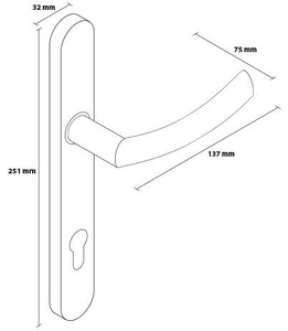Gałka drzwiowa nierdzewna, ukośna na długim szyldzie Metal-Bud