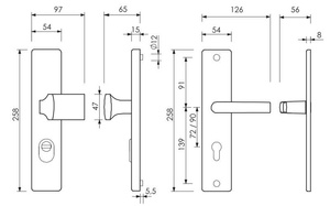 Wzmocniony klamko-uchwyt drzwiowy na długim szyldzie LOB CENTAUR 1
