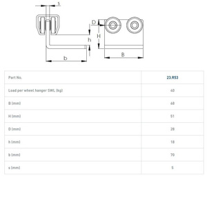 Wózek 4-kołowy do kurtyn samochodowych NIKO 23.R53, ocynk