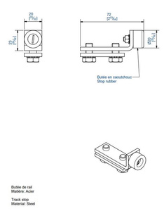 Stoper szyny MANTION 9139, ocynk