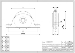 Nylonowe koło jezdne 1-łożyskowe profil U z podporą wewnętrzną