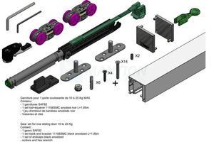 Zestaw MANTION SAF SLIM (SAF-S82C/200), do drzwi o maksymalnej szerokości 1030 mm, aluminium czarne