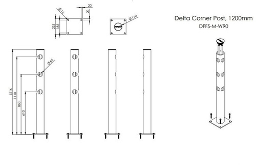 Słupek narożnikowy 90° d-flexx Delta