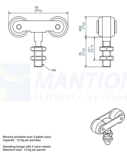 Wózek 2-kołowy MANTION 0623, koła nylonowe