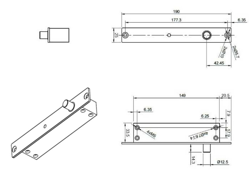 Wąski elektrorygiel BIRA Hartte XSBL normalnie otwarty - szczegóły techniczne