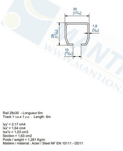 Szyna nośna MANTION HERCULE 9010N, stal czarna