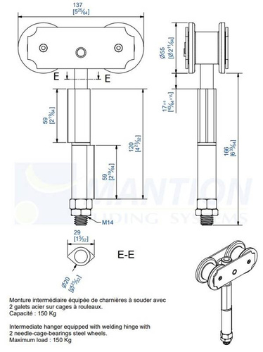 Wózek 4-kołowy do wspawania MANTION 0562SO, ocynk