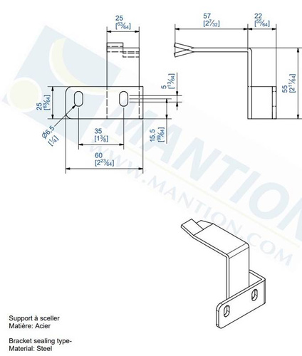 Uchwyt ścienny do wsporników łuków MANTION 1704, ocynk