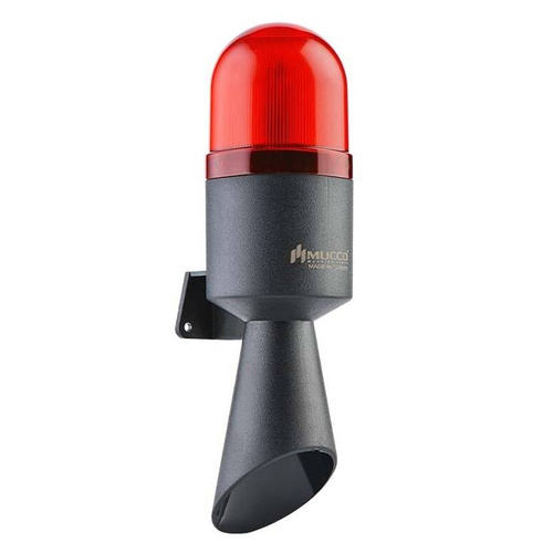 Lampa sygnalizacyjna pomarańczowa LED z syreną 112dB, 230V AC, IP65