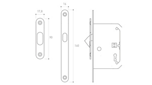 Zamek wpuszczany hakowy Metal-Bud, prostokątny
