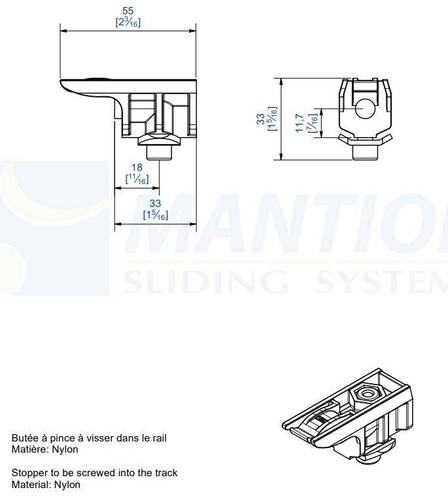 Stoper końcowy z blokadą MANTION 1197, nylon