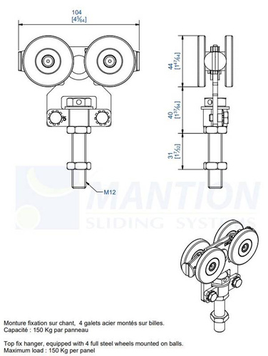 Wózek 4-kołowy MANTION 2255, ocynk