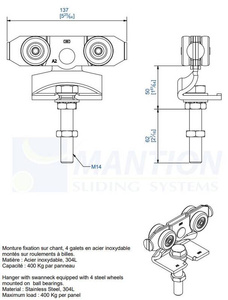 Wózek 4-kołowy MANTION 9242XSA2, stal nierdzewna AISI 304