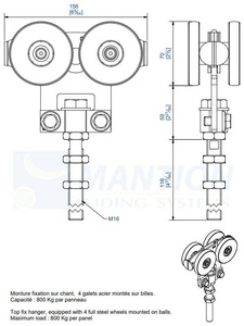 Wózek 4-kołowy MANTION 2285AL, ocynk