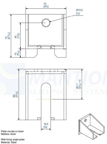 Regulowany uchwyt ścienny MANTION 9046CFC, ocynk