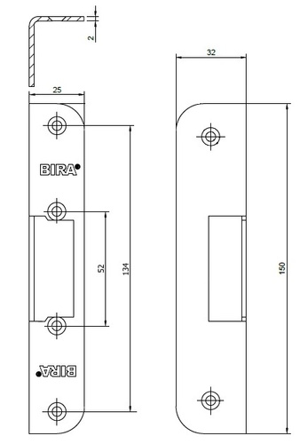 Blacha kątowa do elektrozaczepów BIRA OK-K10, ocynk