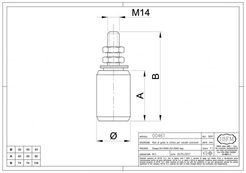 Mosiężna rolka prowadząca IBFM, typ 461