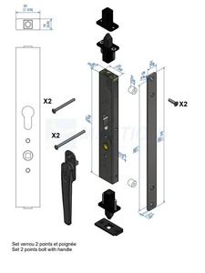Zestaw 2-punktowego zamka ryglowego MANTION GH10430BO
