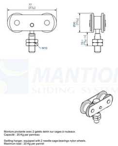 Wózek 4-kołowy MANTION 0633D, koła Delrin