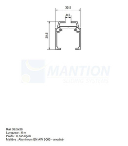 Szyna nośna MANTION 11208, aluminium