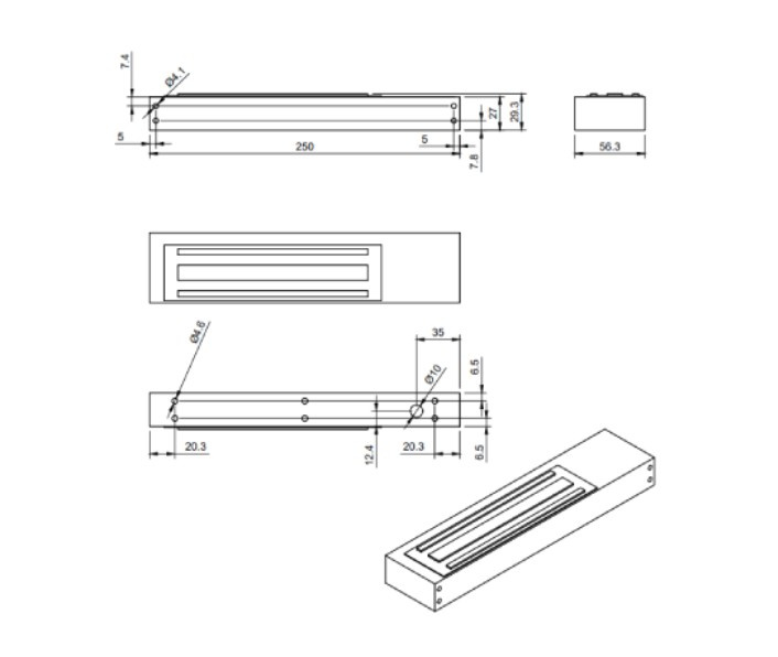 Zwora elektromagnetyczna BIRA Hartte MG350SR - widok z boku