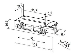 Elektrozaczep BIRA Hartte XS, rewersyjny z wyłącznikiem