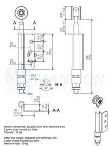 Wózek 2-kołowy z zawiasem MANTION 0332E, ocynk