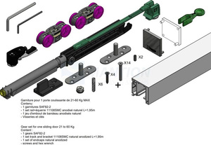 Zestaw MANTION SAF SLIM (SAF-S82D/200), do drzwi o maksymalnej szerokości 1030 mm, aluminium szczotkowane