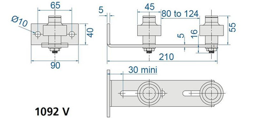 Podwójny regulowany prowadnik dolny do przykręcenia MANTION 1092V, ocynk
