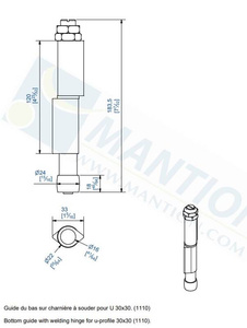 Prowadnik dolny do wspawania MANTION 1108SO, ocynk