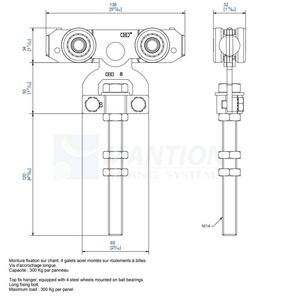Wózek 4-kołowy z przedłużonym trzpieniem MANTION 9245L, ocynk