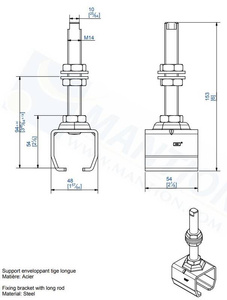 Regulowany uchwyt sufitowy MANTION 9031L, ocynk