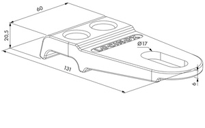 Łapa zawiasowa z większą regulacją głębokości Locinox GRIP16-L pod zawias GBMU4D16
