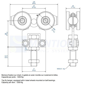 Wózek 4-kołowy MANTION 9265S, ocynk
