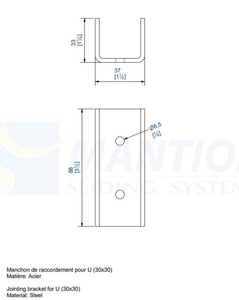 Łącznik dolnej szyny MANTION 1110M, ocynk
