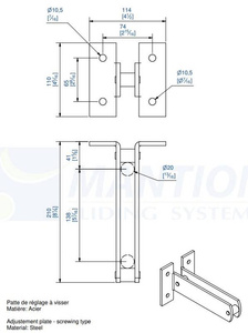 Podwójny regulowany uchwyt ścienny do przykręcenia MANTION 8576S, ocynk
