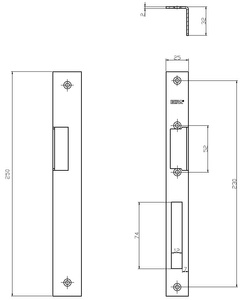 Blacha kątowa do elektrozaczepów BIRA OK-K3, ocynk
