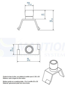 Dolna rolka prowadząca do wbetonowania MANTION 1100, mosiądz