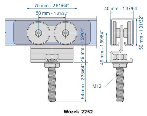 Wózek 4-kołowy MANTION 2252, ocynk