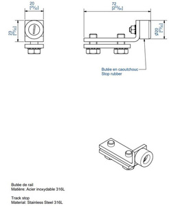 Stoper szyny MANTION 9139XA4, stal kwasoodporna AISI 316